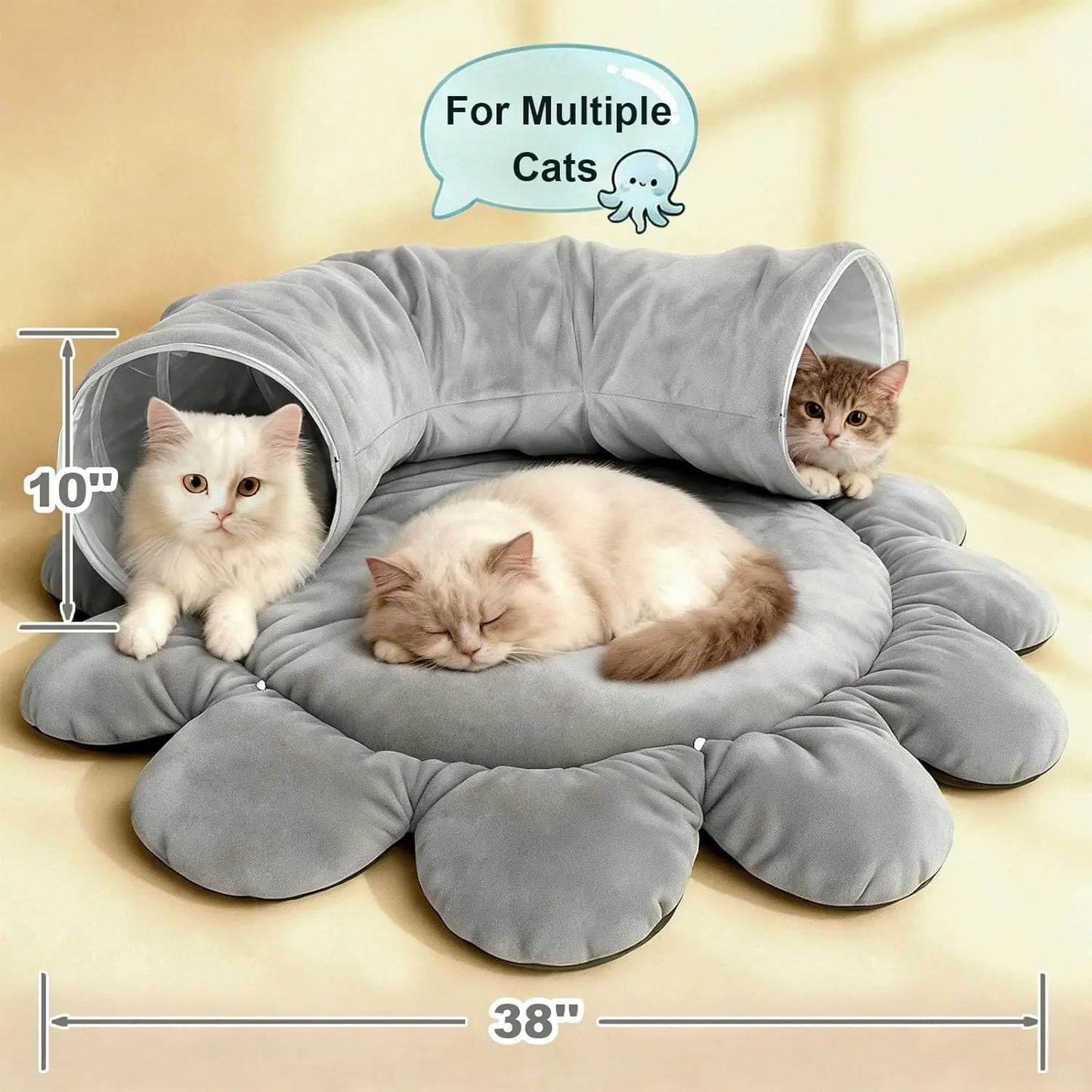 PETRAVEL Cat Tunnel Bed Octopus Shaped Cave With 20 Toys