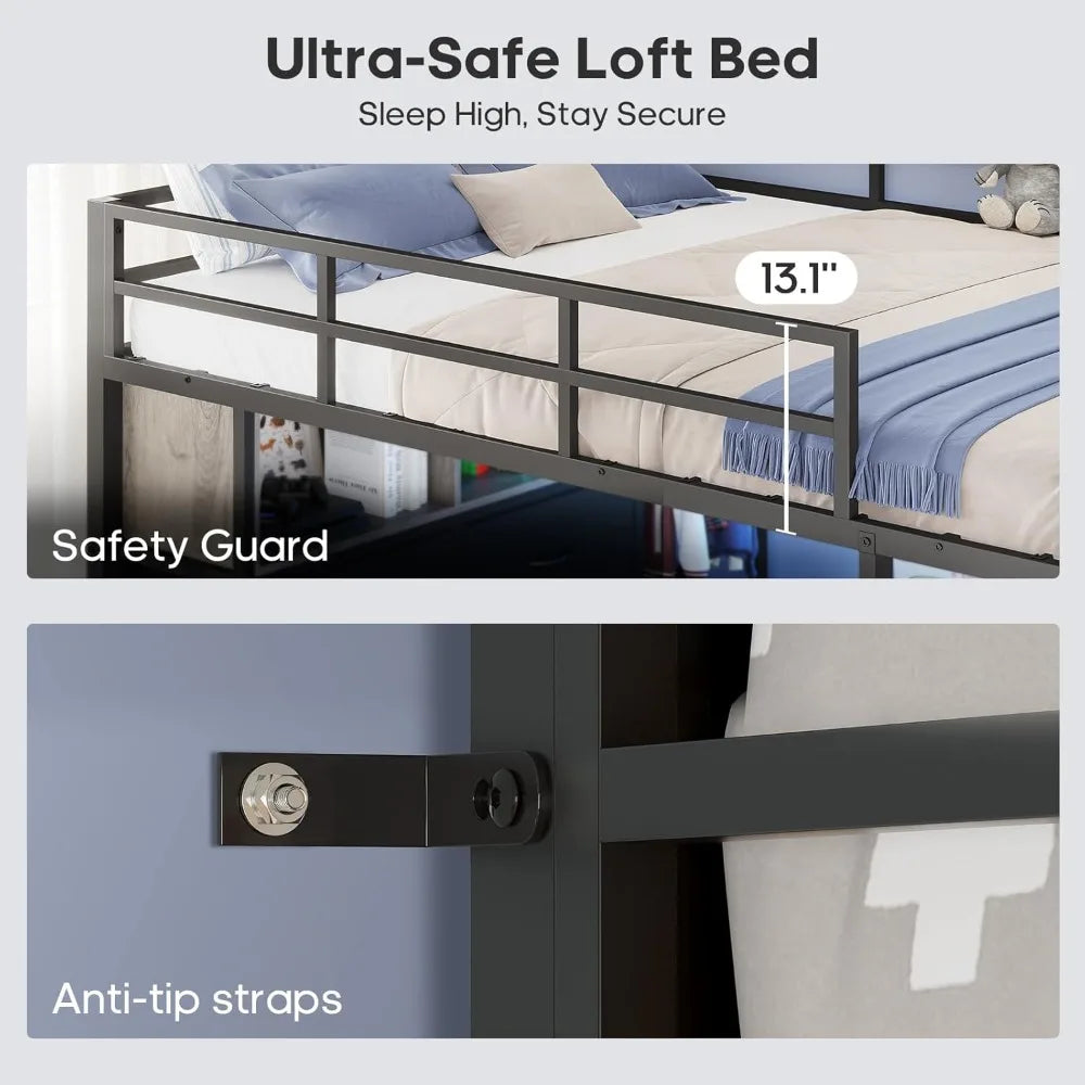 Loft Bed With Desk Eight Drawers Led Lights Outlet Rack