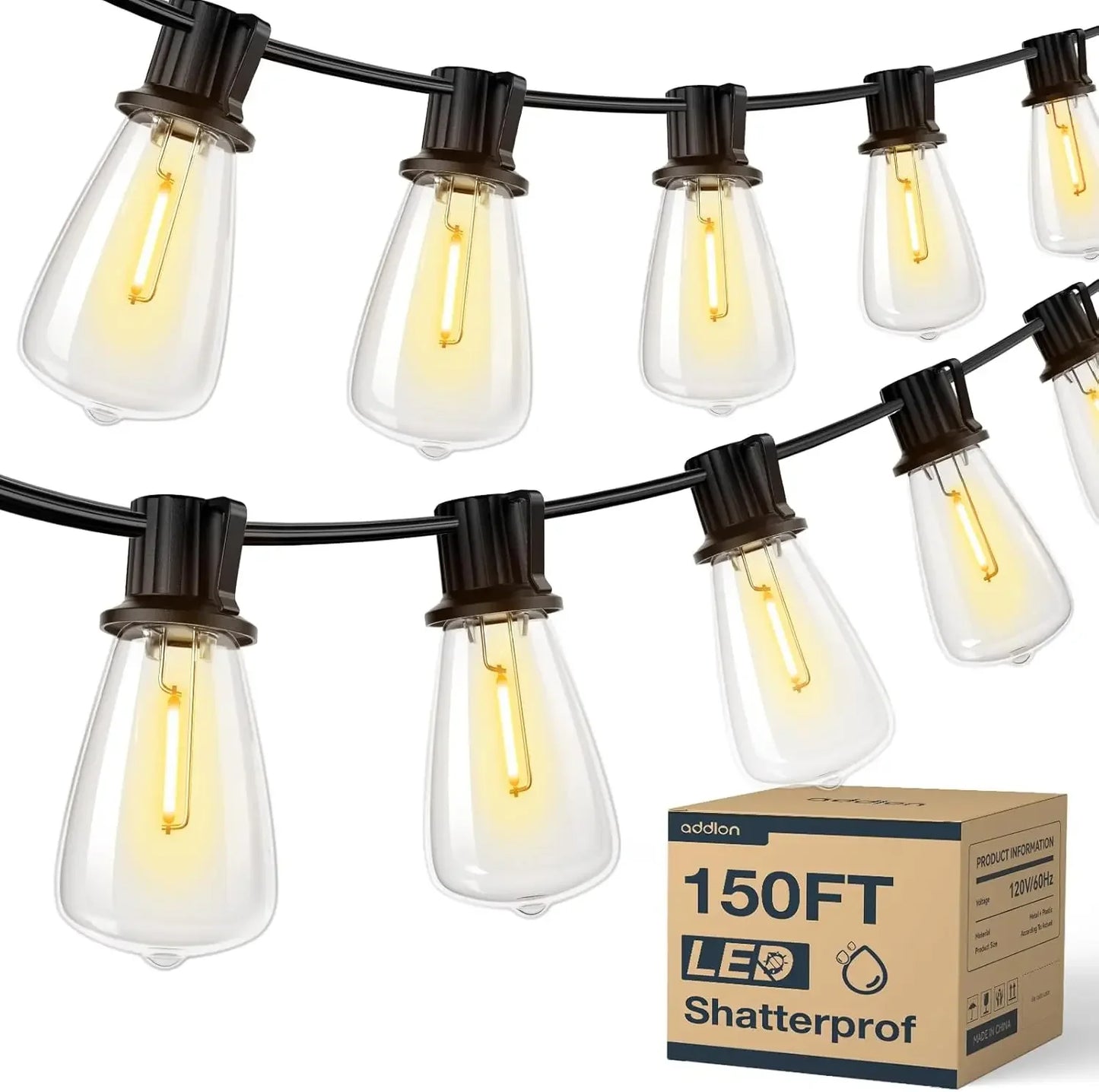 MIMIRGB Led Outdoor String Lights Waterproof Patio Dimmable