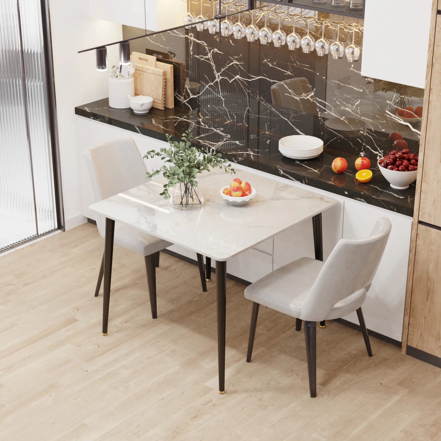 Wisfor Mid Century Slate Dining Table Sintered Stone Top