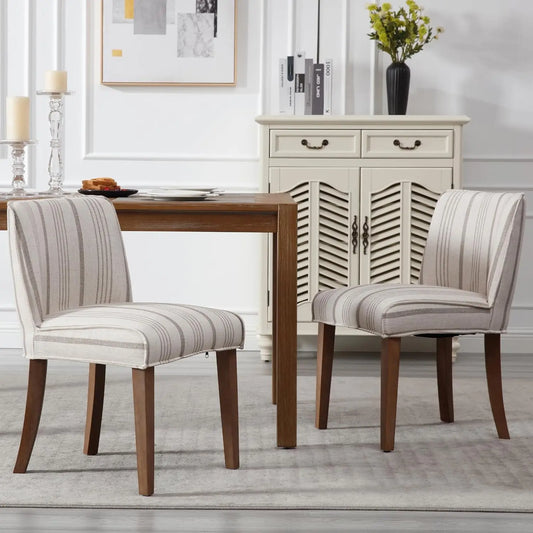 Farmhouse Dining Chairs Set Of 2 Upholstered Linen Fabric