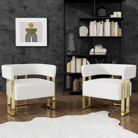 Boucle Barrel Accent Chairs Set Of 2 For Living Room