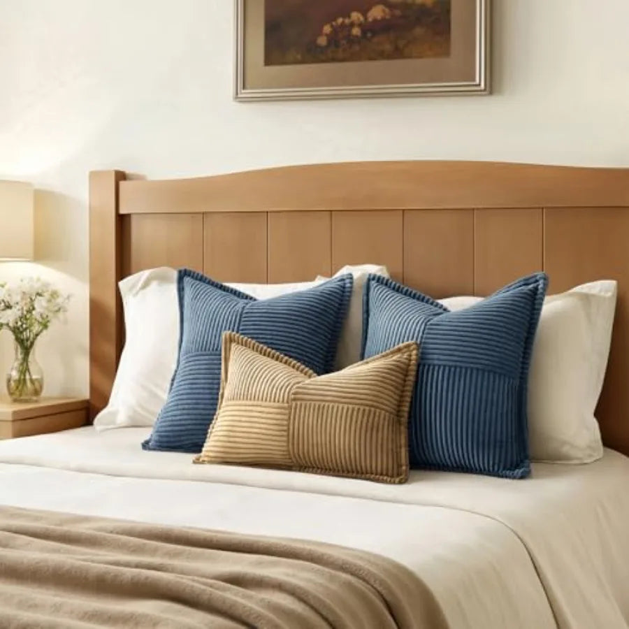 Decorative Boho Patchwork Stripe Pillow Covers Set of 2