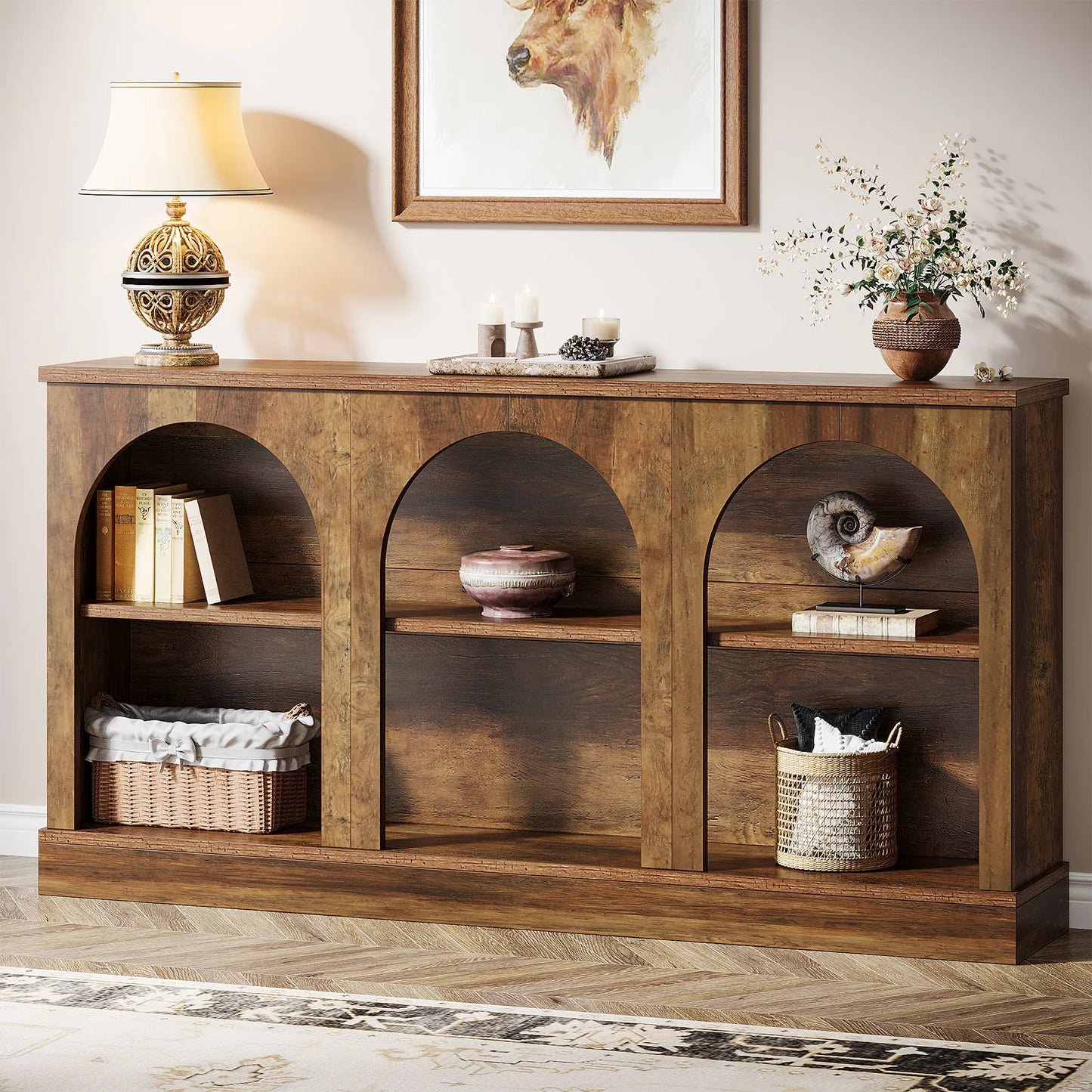 Tribesigns 63 Inch Farmhouse Console Table With Storage