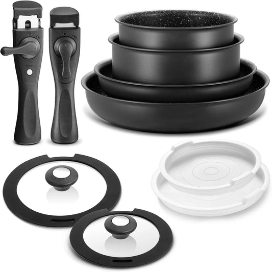 Induction Cookware Set Nonstick Pots and Pans With Removable Handles