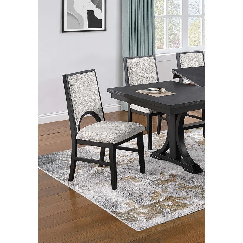 Trestle Base Dining Table With Fabric Chairs Modern Set