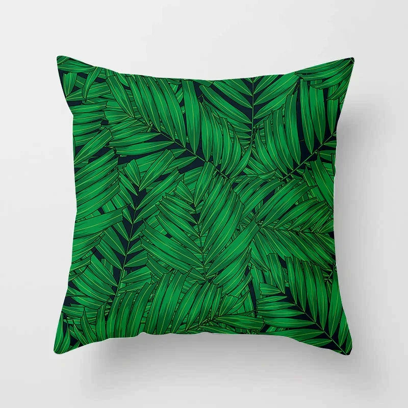 Tropical Leaf Cactus Double-sided Plush Throw Pillow