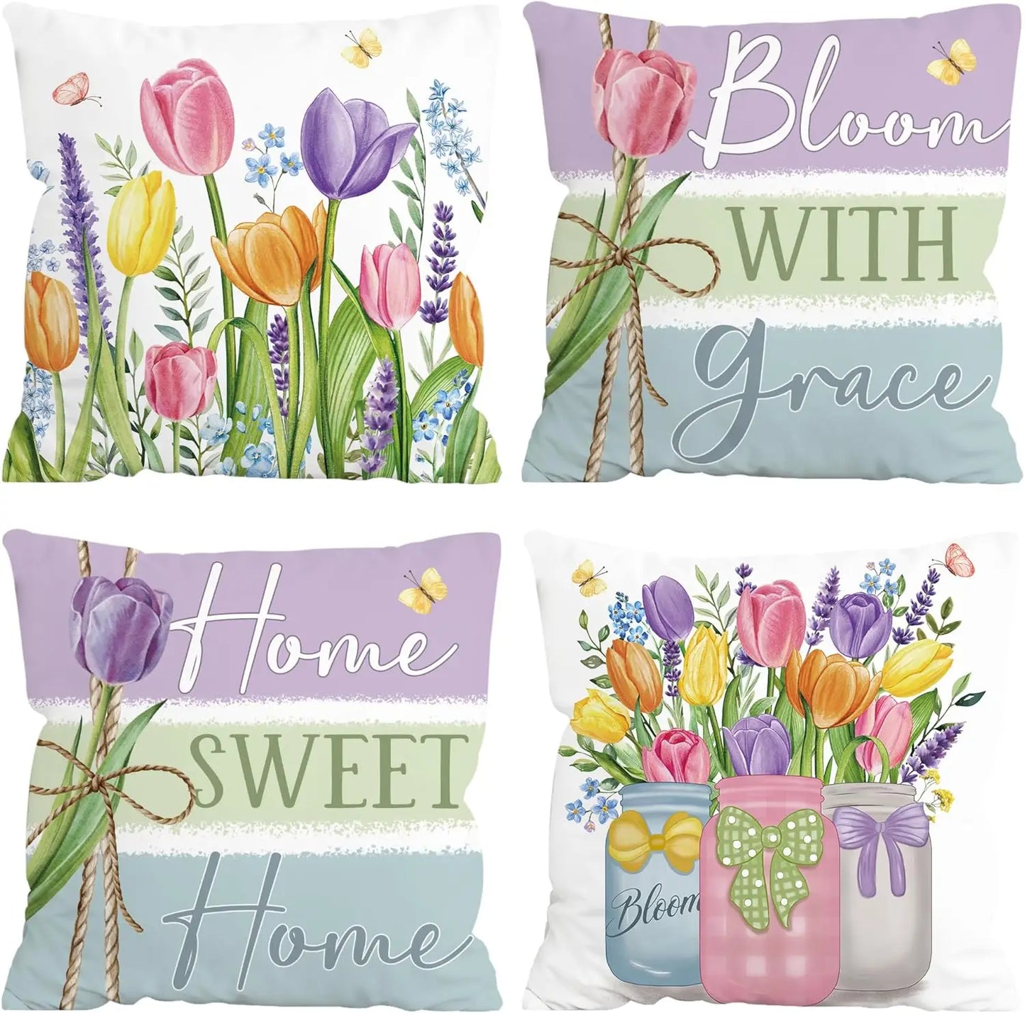 Boho Sage Floral Throw Pillow Covers Decor