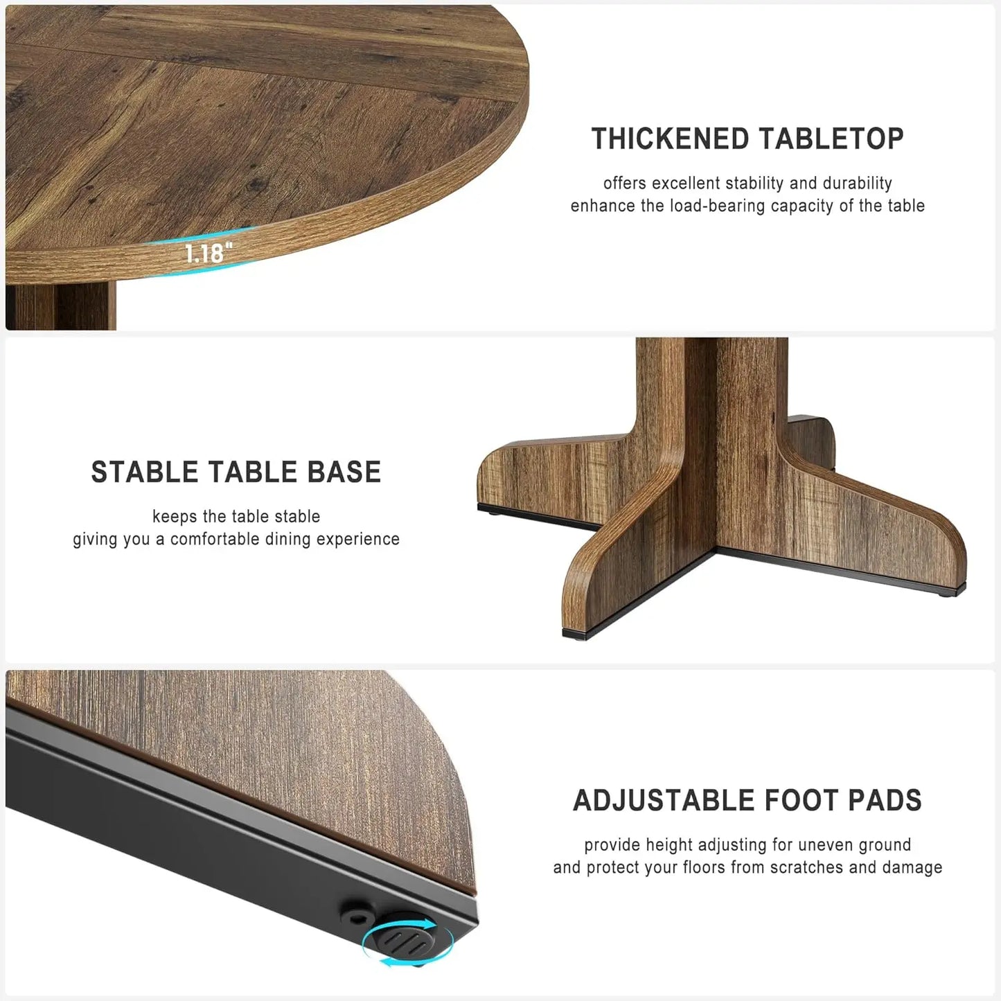 Studyset Round Dining Table Four Farmhouse Stable Base