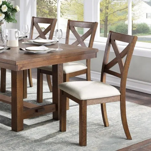 Six Piece Wood Dining Table Set With Chairs And Cushions