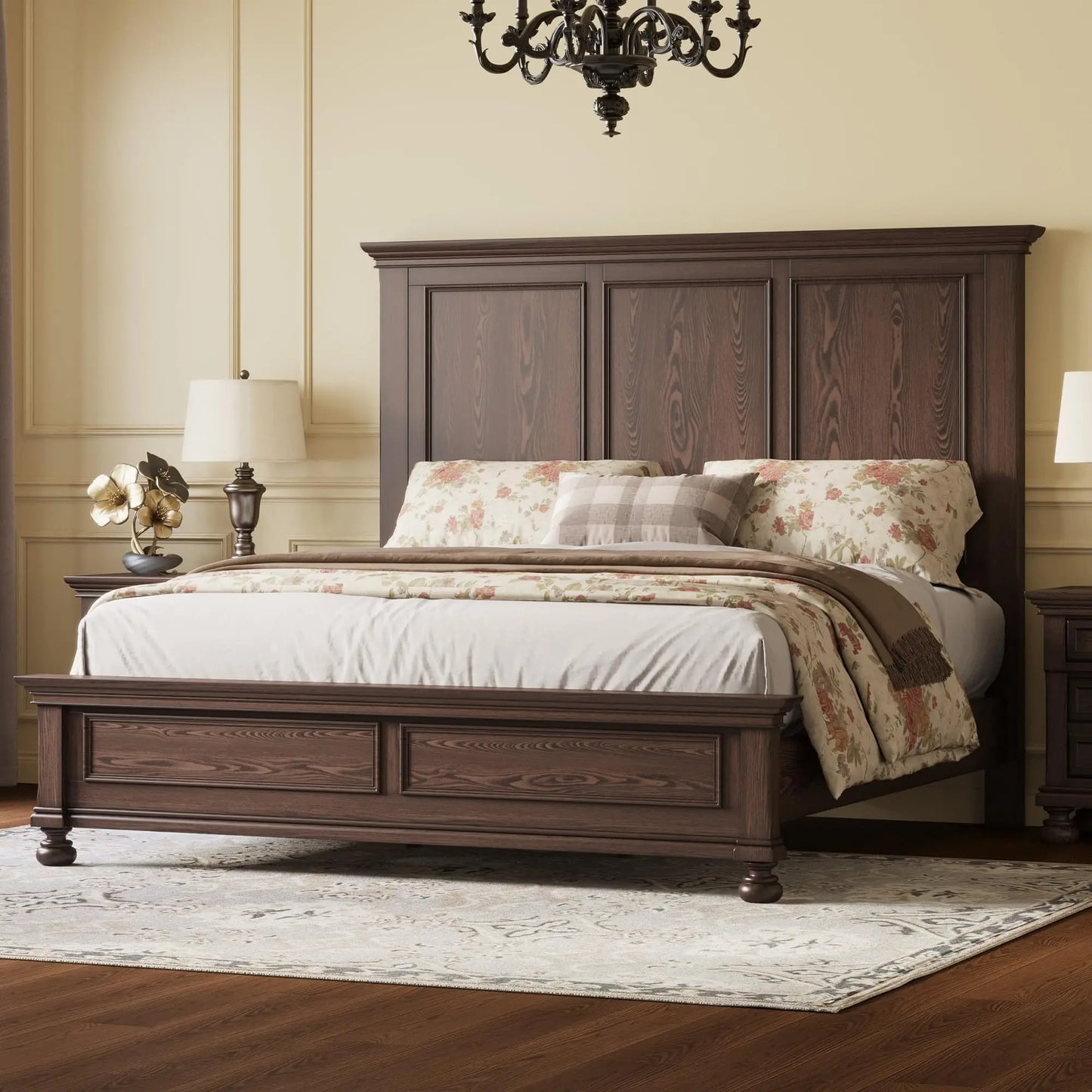 Solid Wood Platform Bed Frame With Underbed Storage Slats
