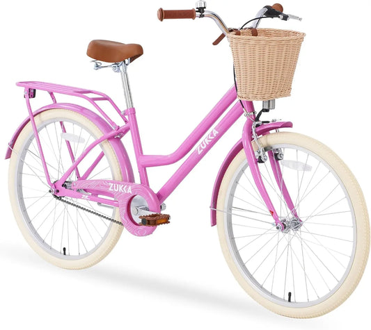 ZUKKA Kids Bike For Girls With Basket Front V Brake Rear Coaster Brake