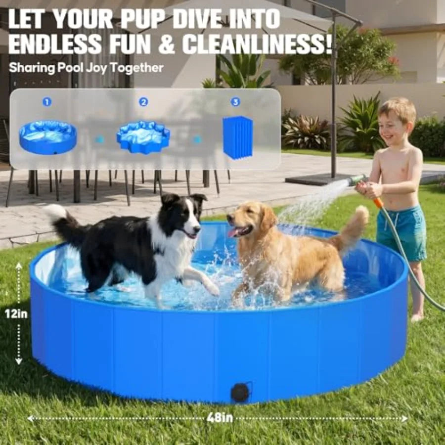 2026 Foldable Dog Kiddie Pool, Portable Hard Plastic Dog Pool, Thickened Swimming Pool For Small Dogs, Collapsible Pet Pool, No