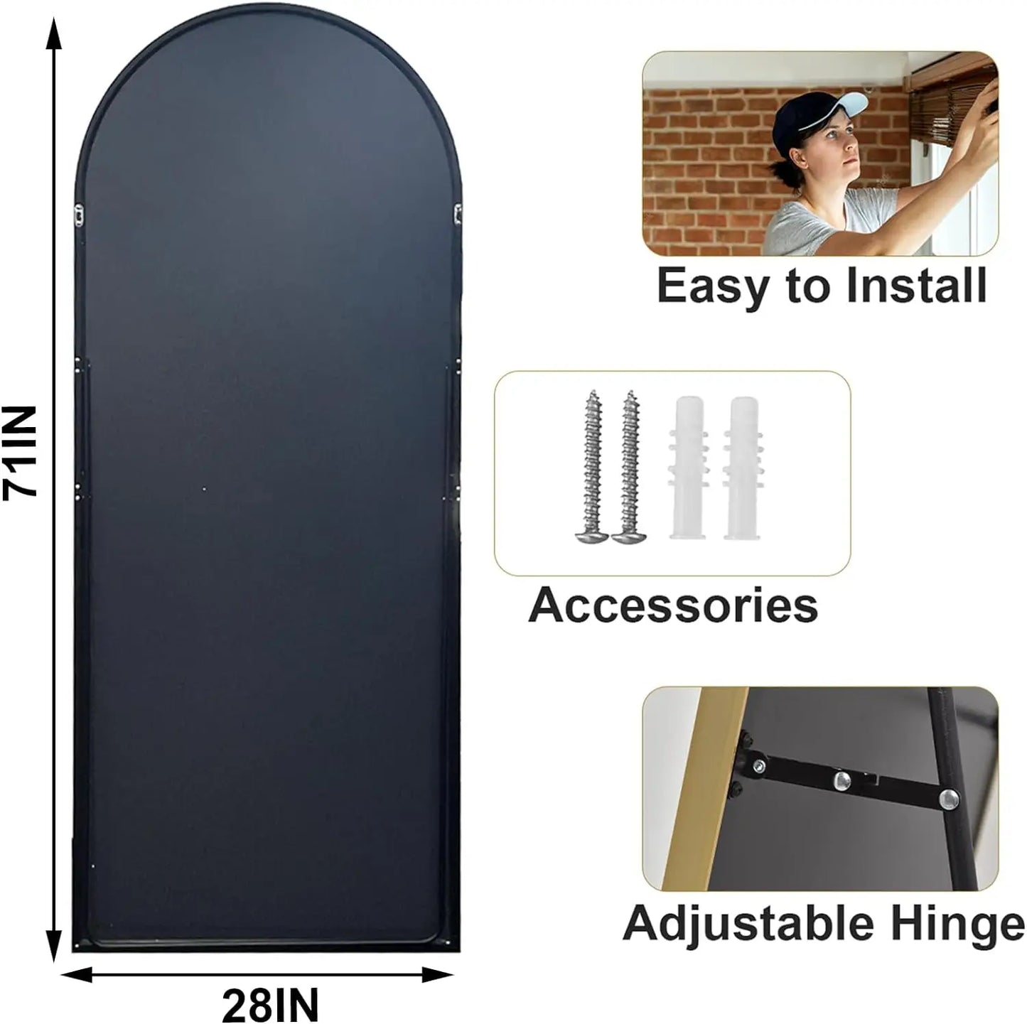 HARRITPURE Aluminum Frame Full Length Mirror For Bedroom Living Room