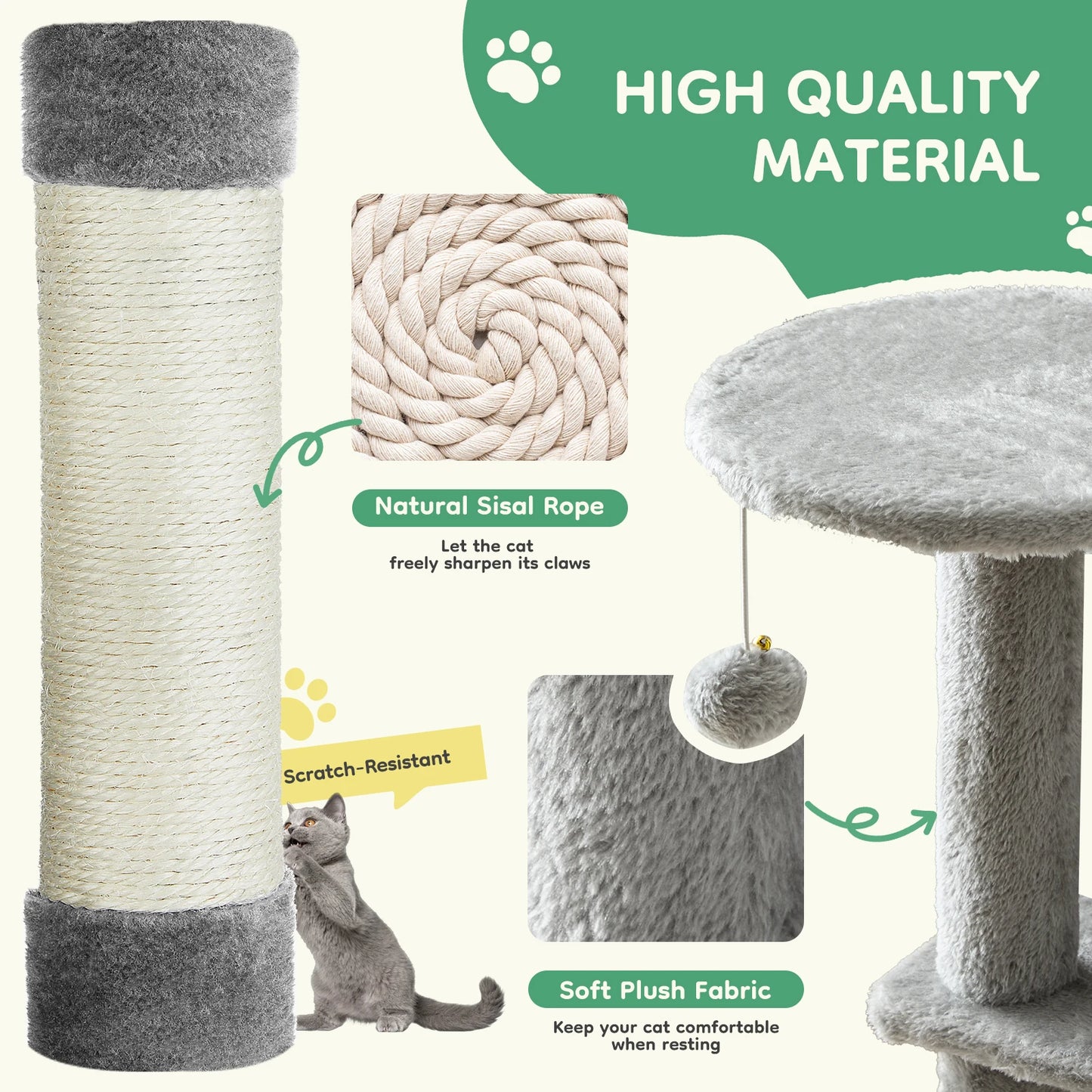 JHK Cat Tree Multi Level Cat Climbing Tower Sisal Posts