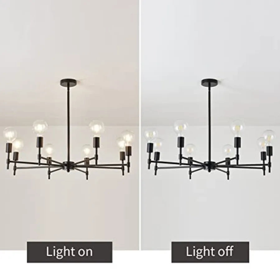 Eight Light Sputnik Chandelier Matte Industrial Flush Mount Fixture