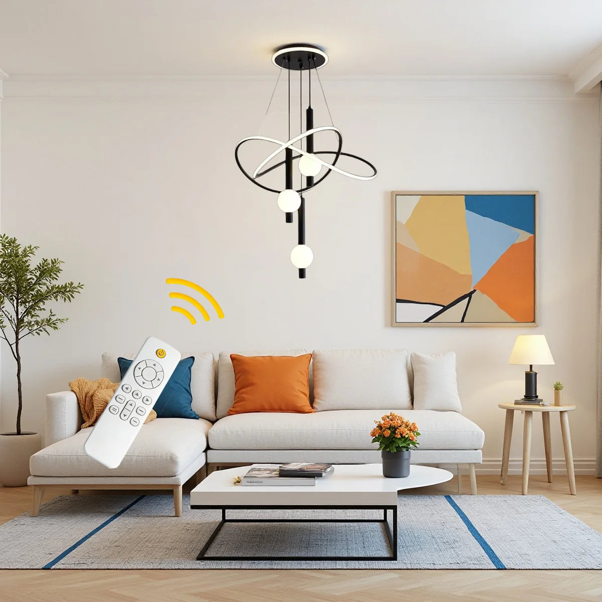 Lollipop LED Pendant Light With Remote Control Adjustable Height Dimmable