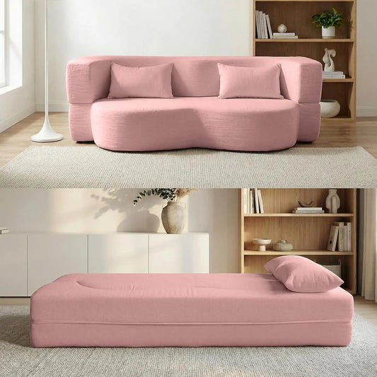 Convertible Sofa Bed 2 In 1 Fabric Folding Couch Mattress