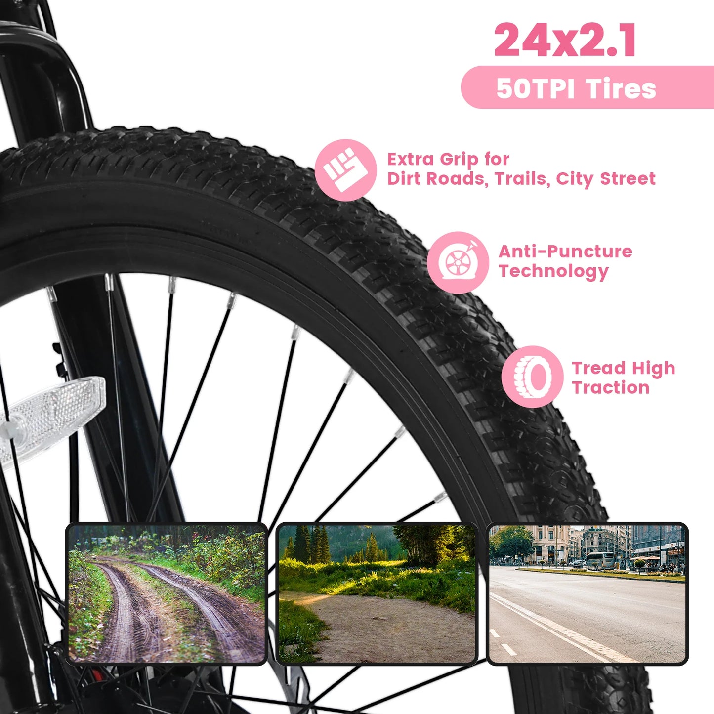 Ecarpat Women's Mountain Bike With 21 Speed Disc Brakes Front Fork Suspension