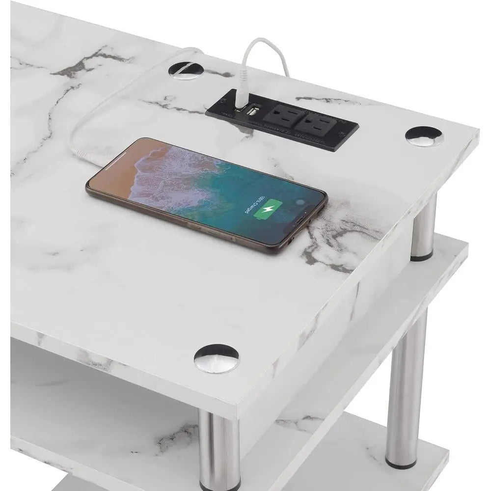 No Tools Student Desk With Charging Station And Shelves