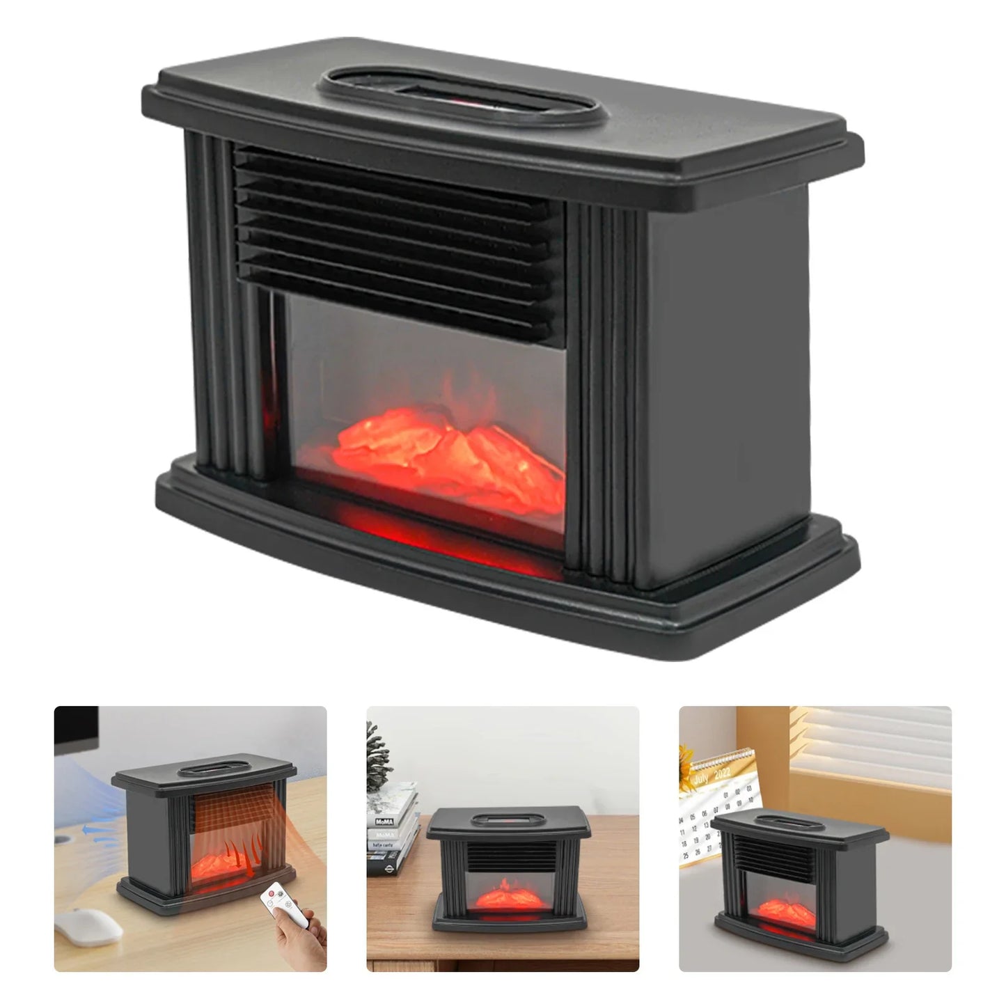 1000W Infrared Electric Fireplace Heater With 3D Flame Effect Adjustable