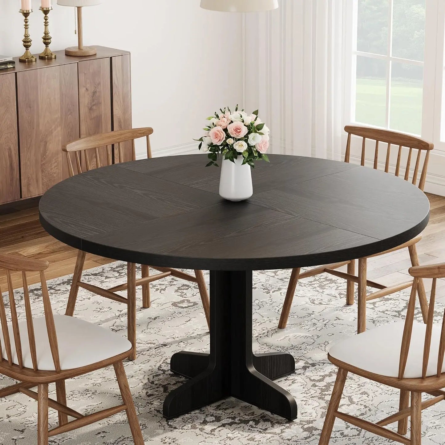 Studyset Round Dining Table Four Farmhouse Stable Base