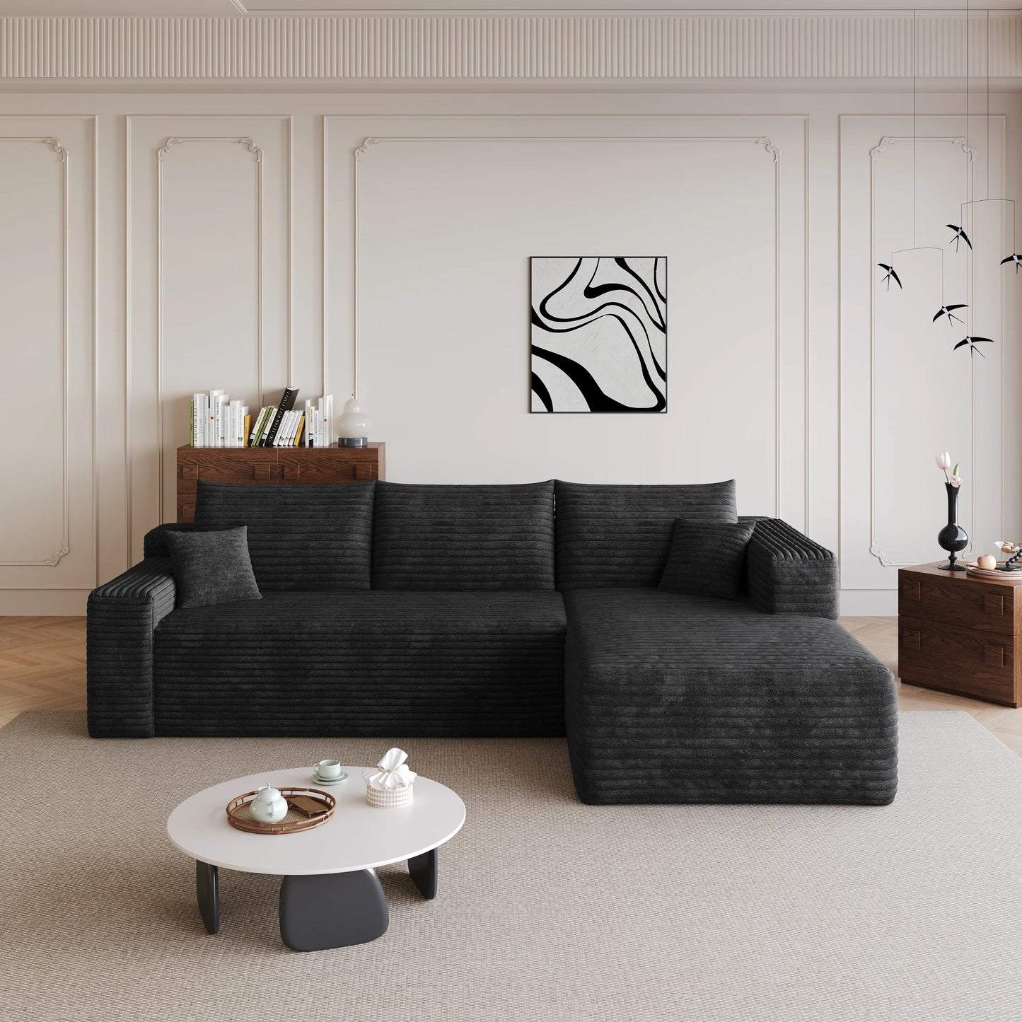 Cloud Sectional Sofa U Shaped Modular Corduroy No Assembly