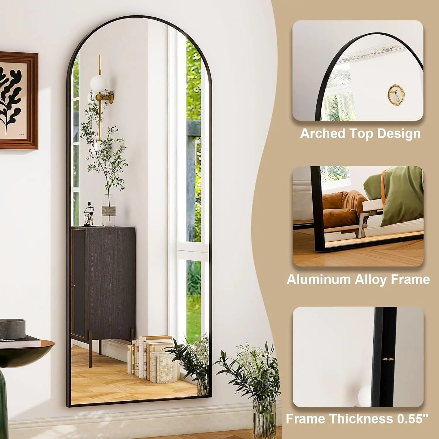 HARRITPURE Aluminum Frame Full Length Mirror For Bedroom Living Room