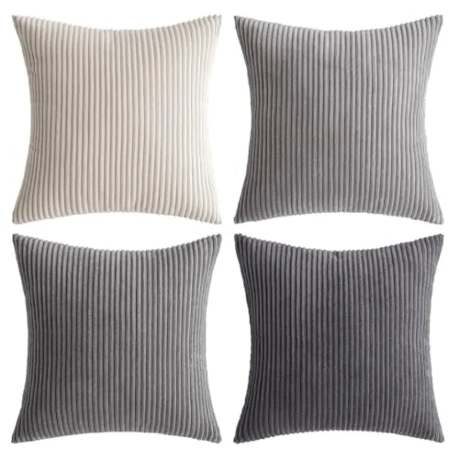 Boho Farmhouse Throw Pillow Covers 4 Pack Corduroy Cushion Covers For Couch
