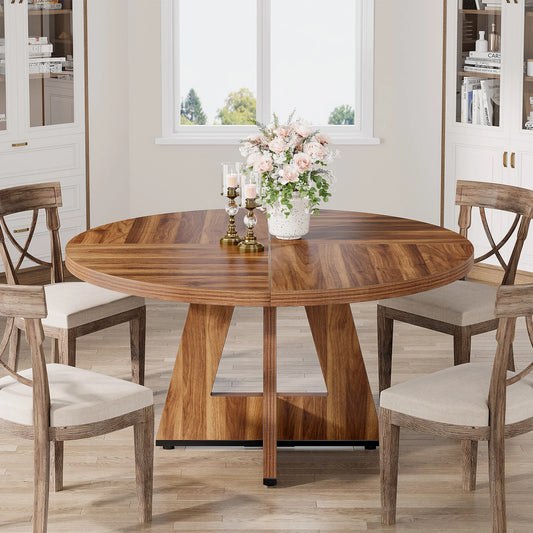 Tribesigns Round Dining Table For Four Farmhouse Kitchen