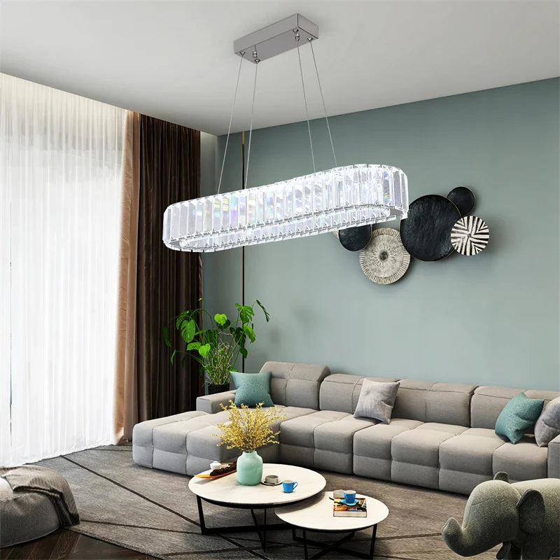 GreeLustr Indoor K9 Crystal Oval Ring Lamp Pendant Chandelier