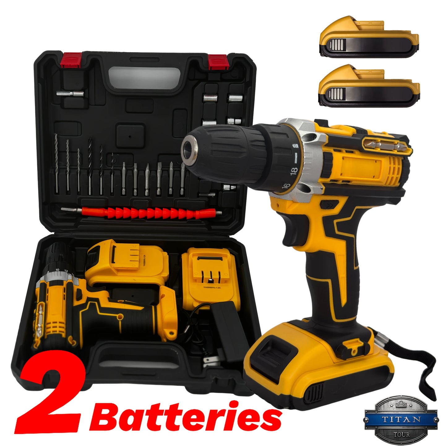 21V Cordless Drill Driver with 2 Batteries, Electric Screwdriver Set, 6 Speed, 18+1 Torque, Power Drill with Drill Bits Kit for