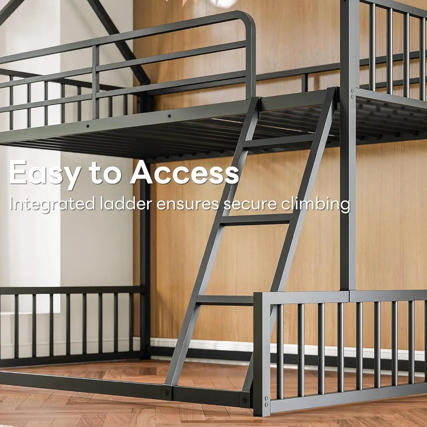 LIKIMIO Twin Over Full Bunk Bed With Metal Slats System