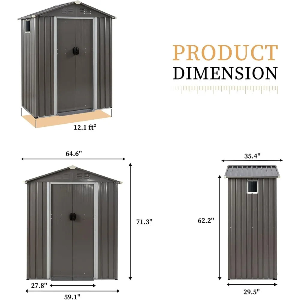 Outdoor Metal Storage Shed Waterproof With Side Window