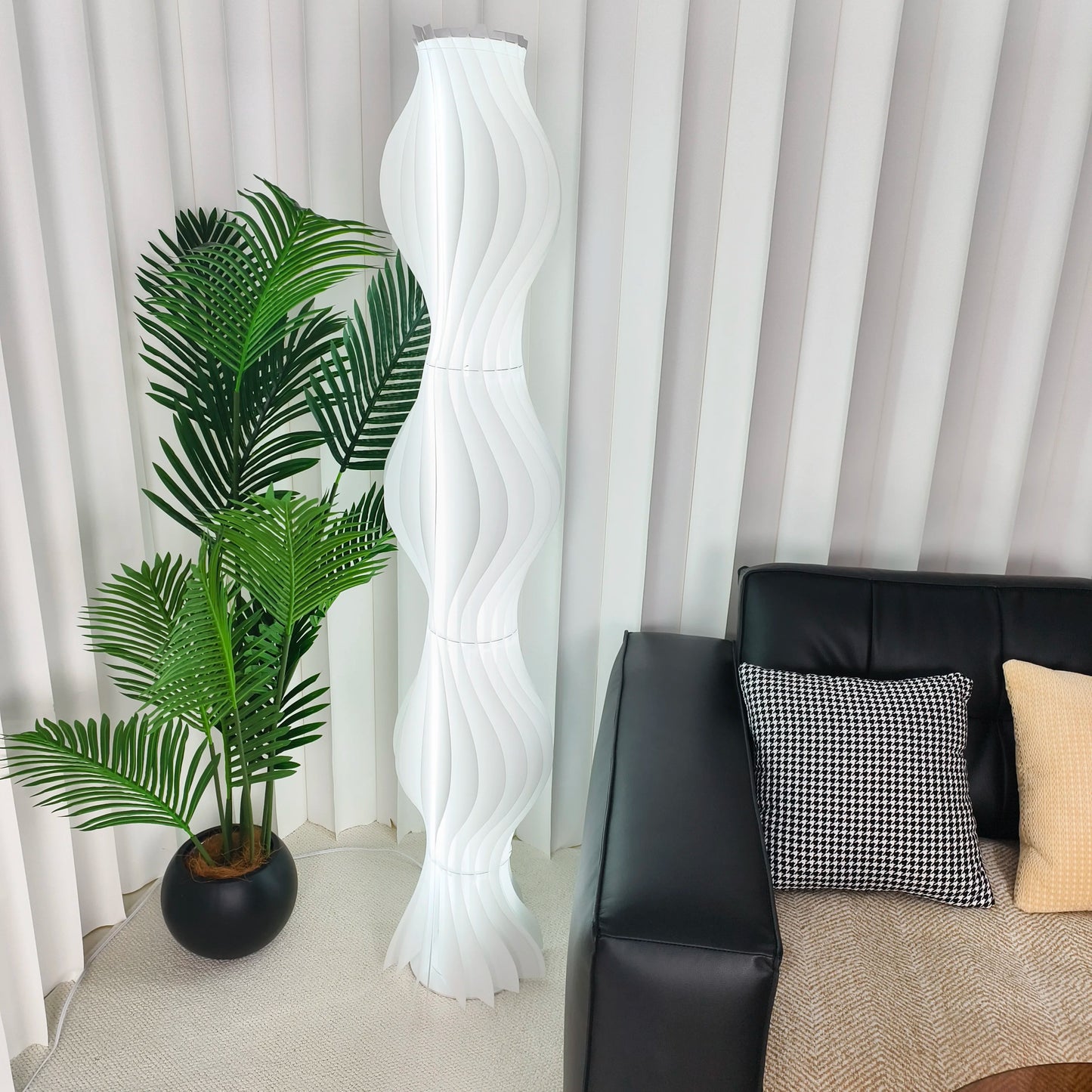 Floor Lamp With Pleated Shade Nordic Style For Living Room