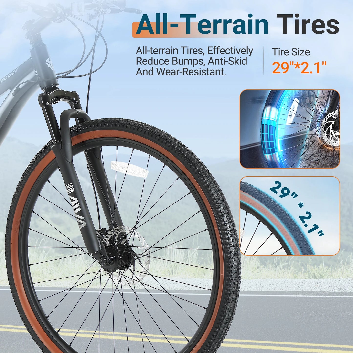 AIVA Hardtail MTB 21 Speed Mountain Bike Aluminum Frame Disc Brakes