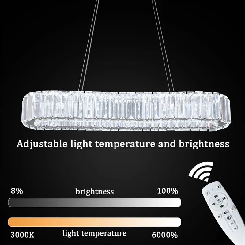 GreeLustr Indoor K9 Crystal Oval Ring Lamp Pendant Chandelier