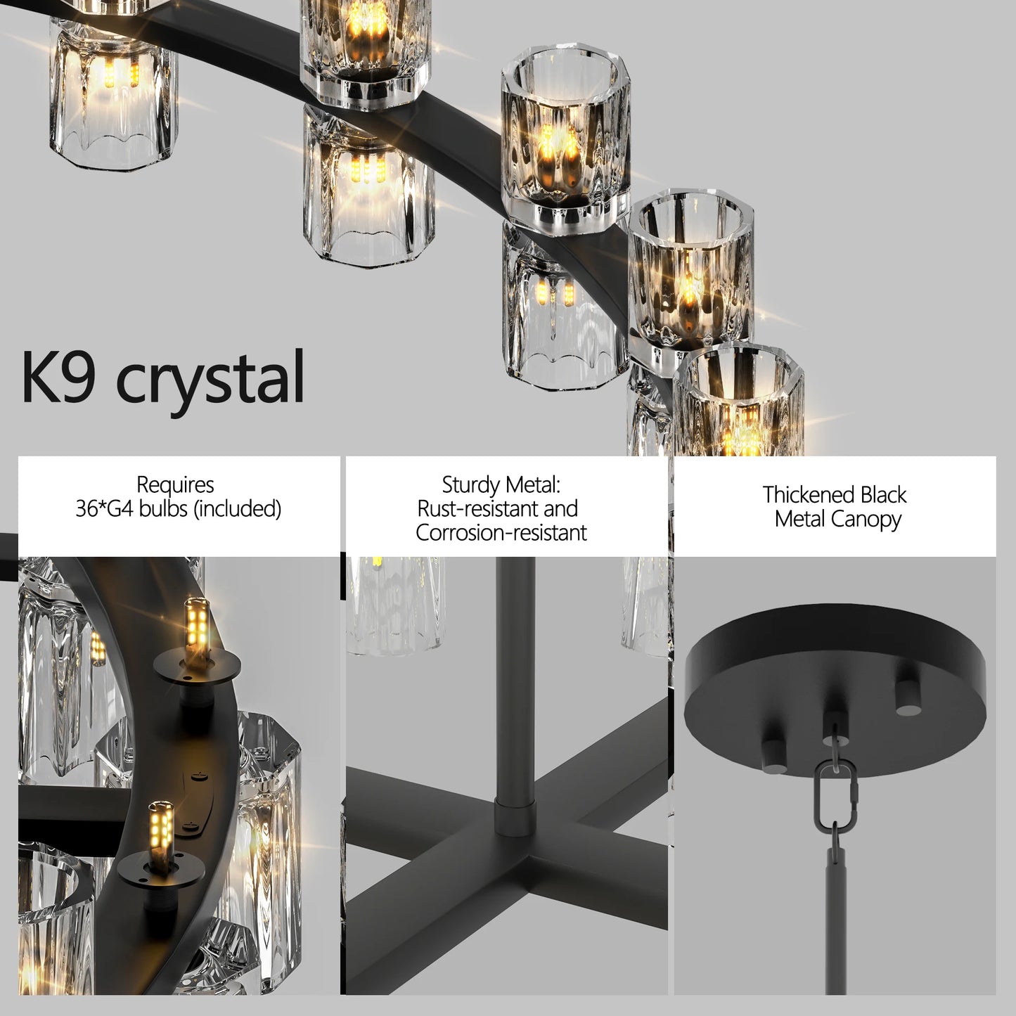 Zhikea Modern Crystal LED Pendant Light For Living Room