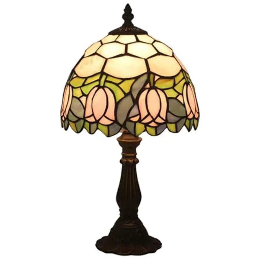 Tiffany Style Table Lamp Baroque Stained Glass Bedside Nightstand