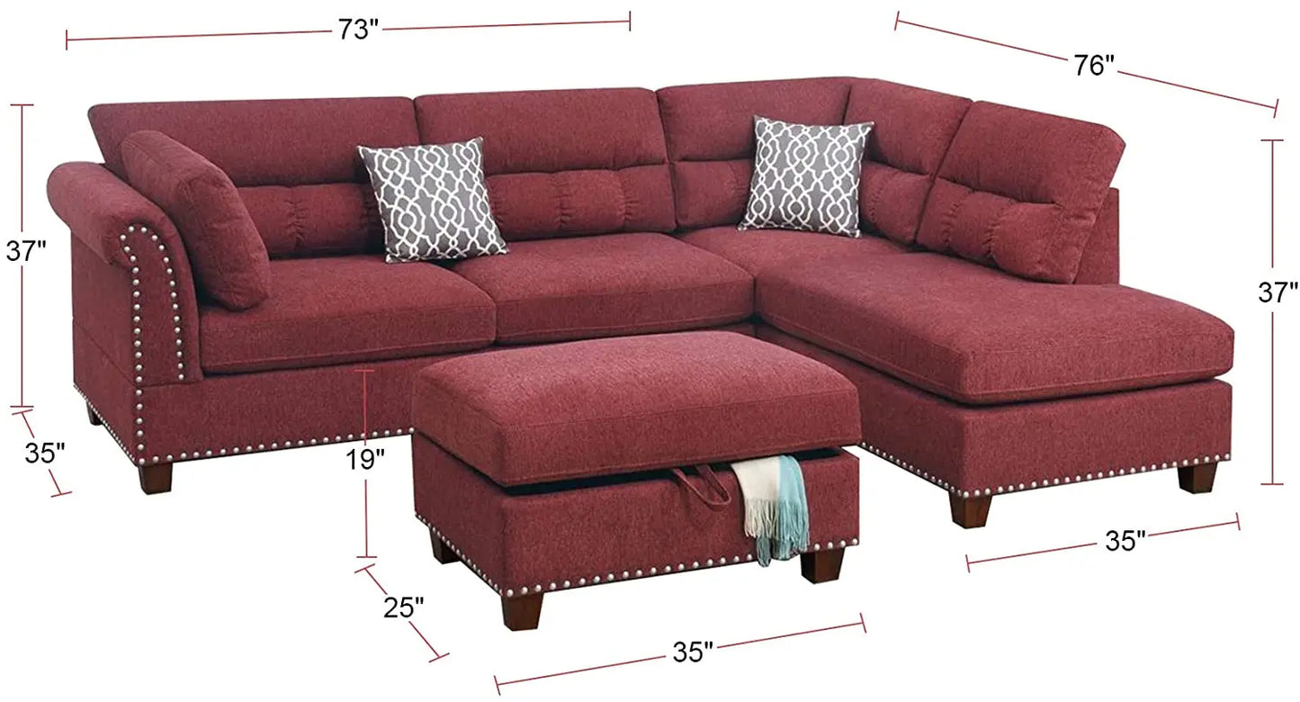 3 Piece Sectional Sofa Set For Modern Living Room Furniture