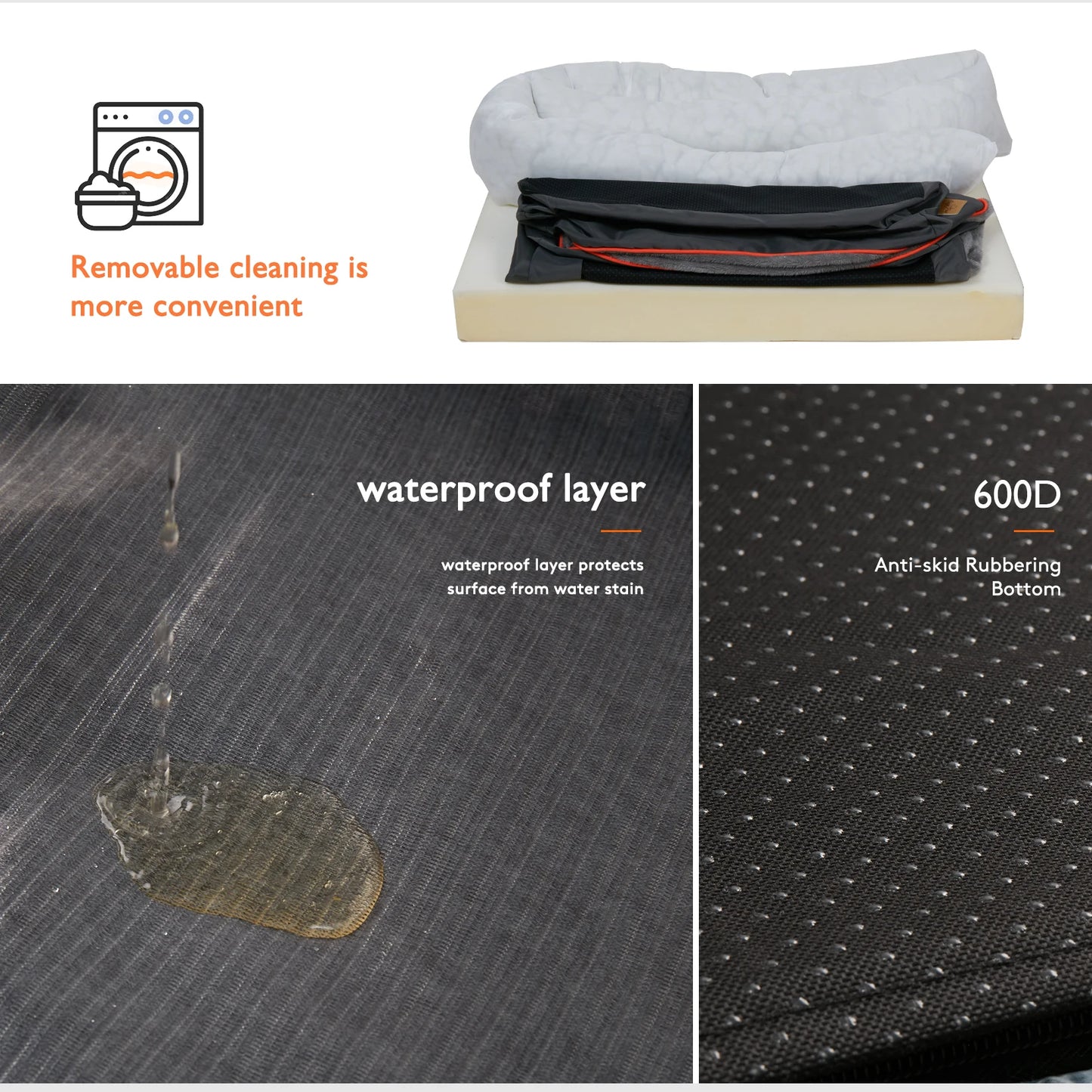 BINGOPAW Dog Bed Removable Washable Cover Anti Allergy Waterproof