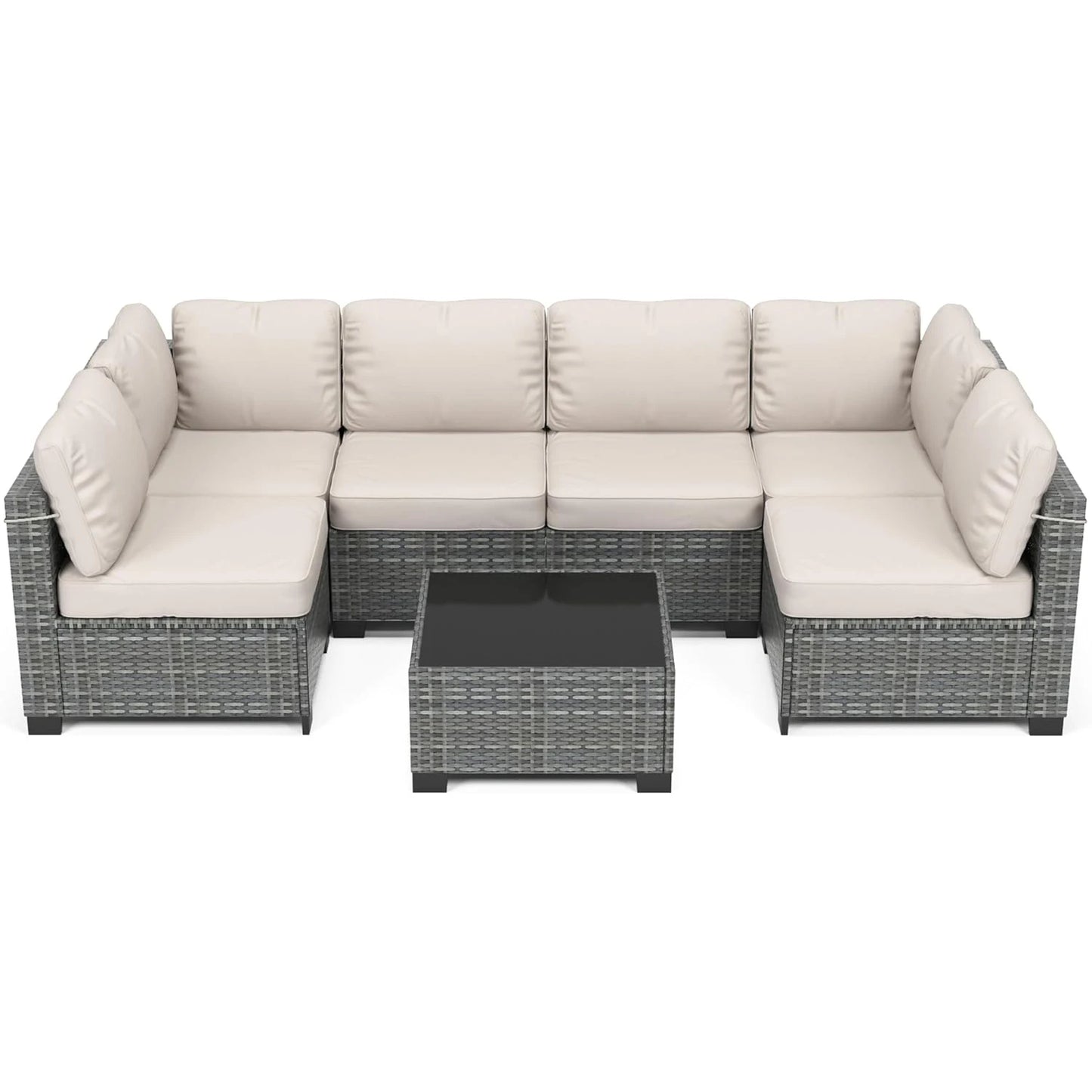 HobbyLane 7 Piece Modular Outdoor Rattan Wicker Sofa Set