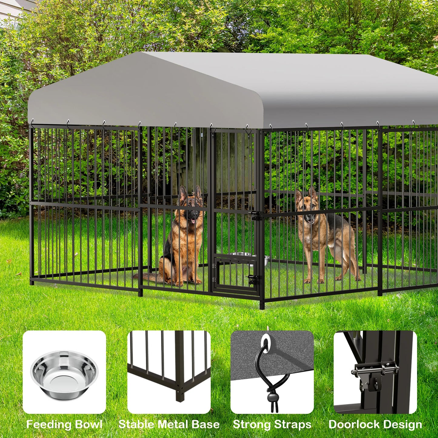 TWISTER.CK Outdoor Heavy Duty Dog Kennel Walk In Playpen With Roof