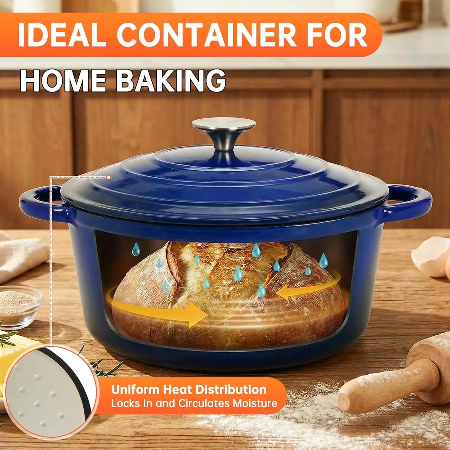 Nonstick Enameled Cast Iron Cookware Set With Dutch Oven