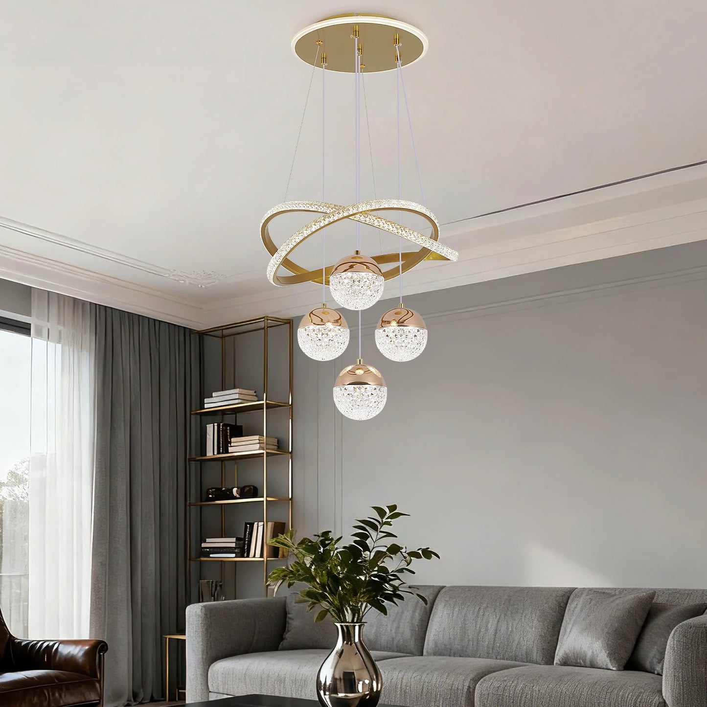 GreeLustr Modern LED Chandelier With Three LED Modes For Living Room