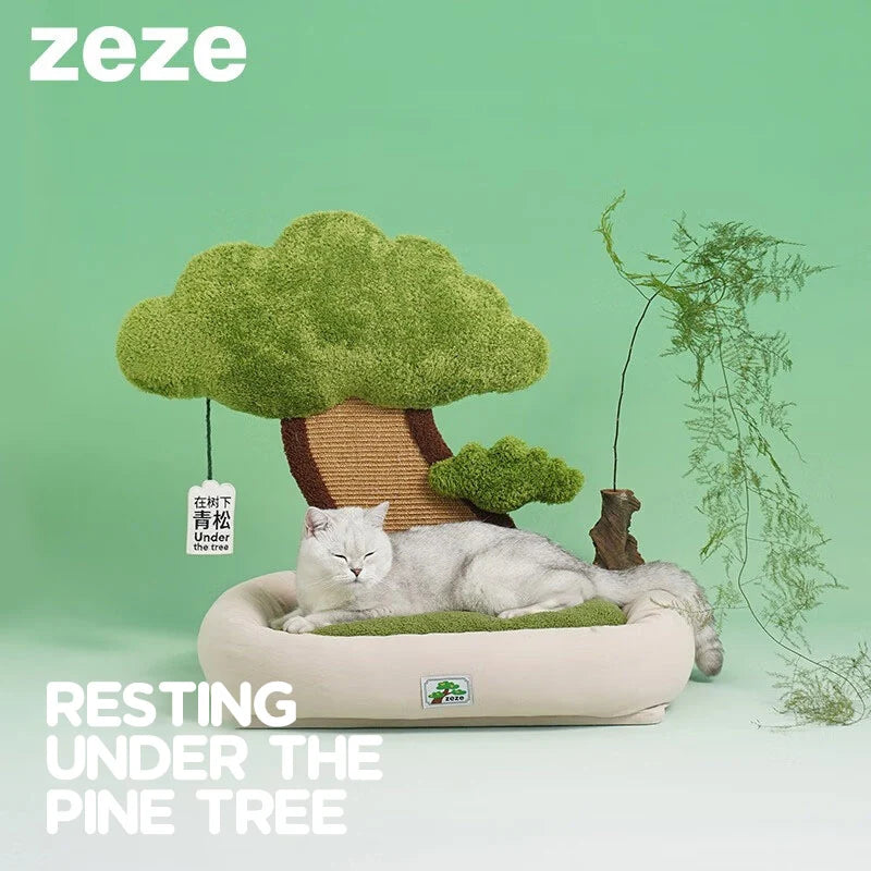 Minimalist Cat Bed With Integrated Scratching Post