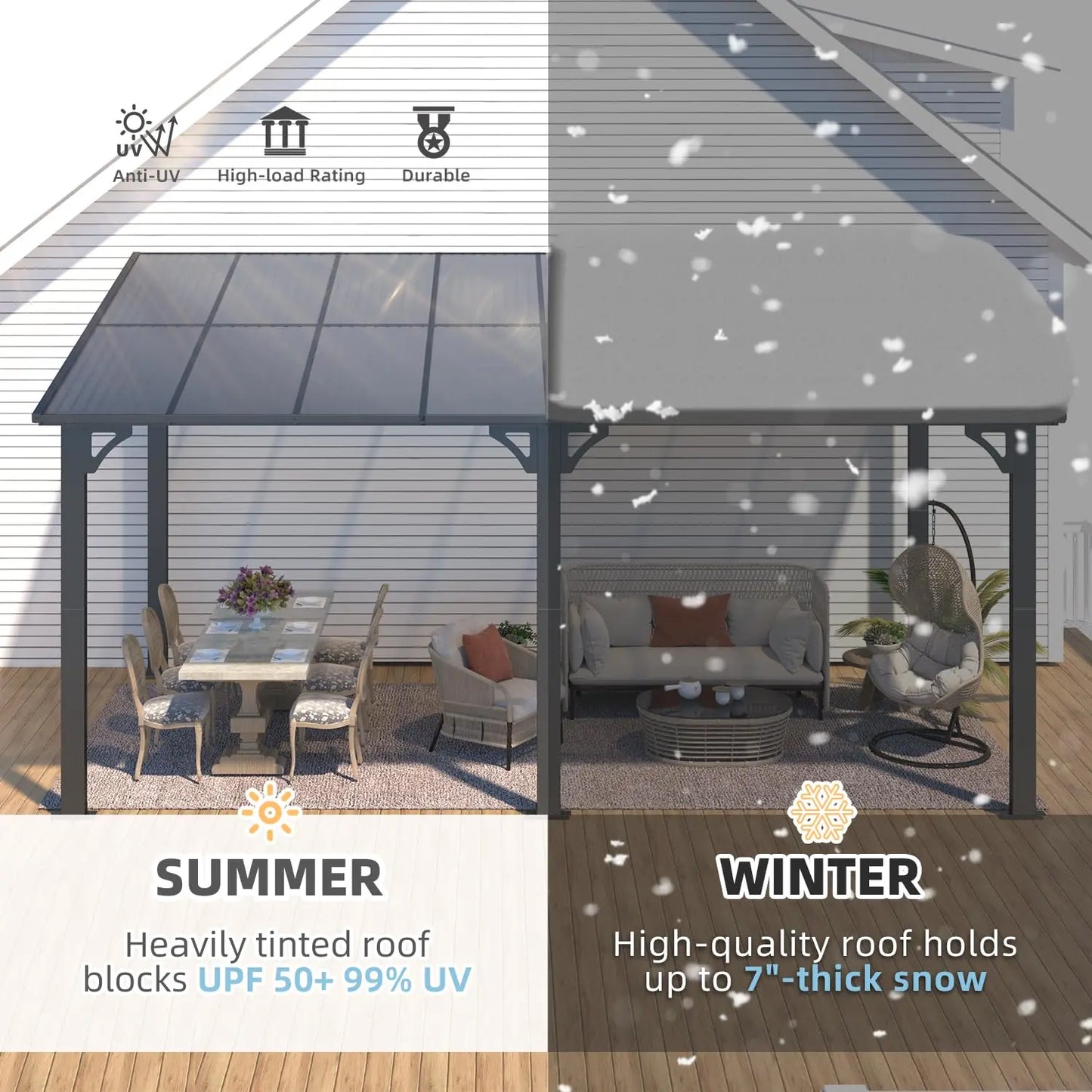 Aluminum Gazebo Outdoor Pergola For Patio Shelter Weatherproof