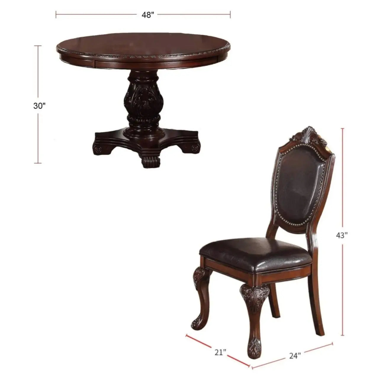 Classic Antique Round Dining Table And 4 Chairs Set