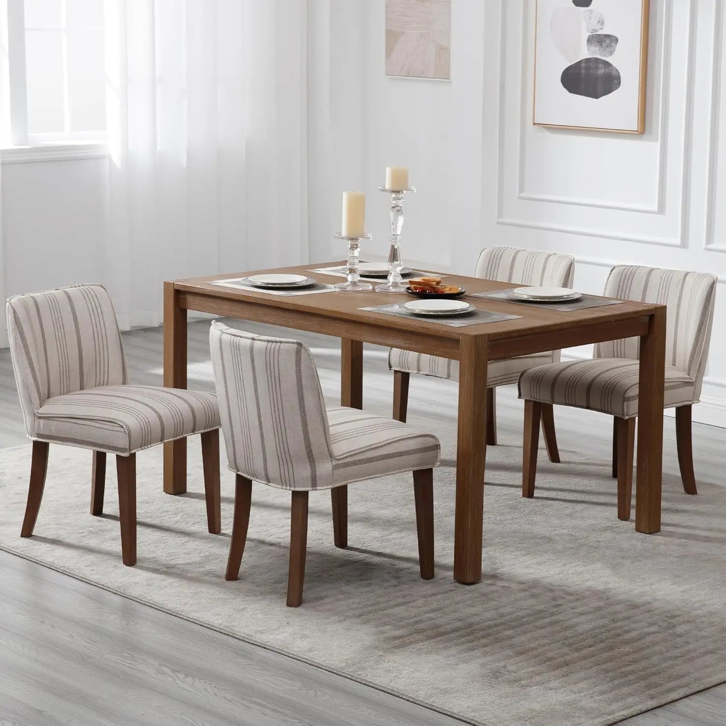 Farmhouse Dining Chairs Set Of 2 Upholstered Linen Fabric