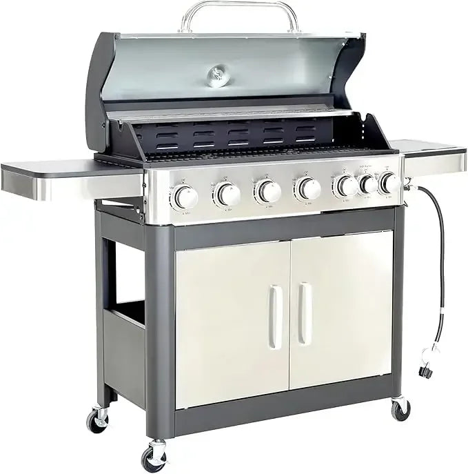 Barbecue Grill With Side Burner And Porcelain Enameled Grates